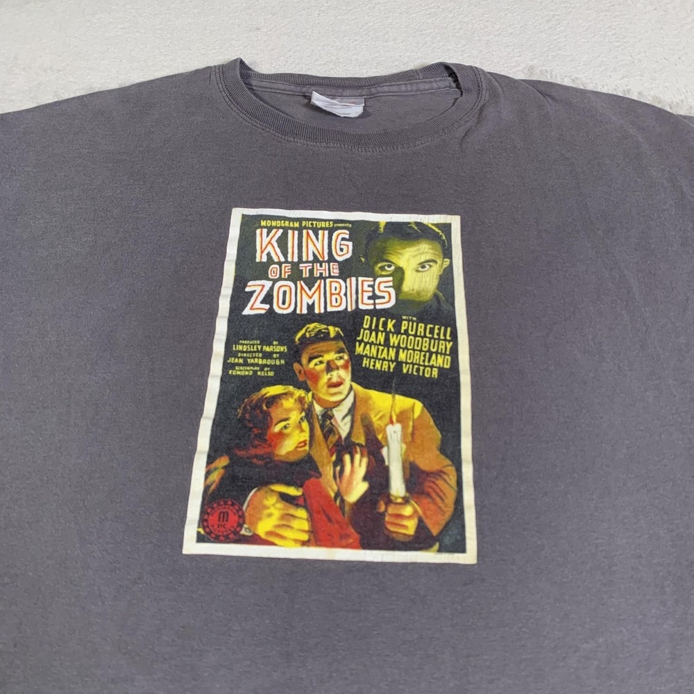 Vintage King Of The Zombies Shirt Mens Large Gray Hanes Horror Movie Poster Tee